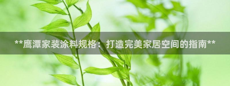 和记AG旗舰：**鹰潭家装涂料规格：打造完美家居空间的指南**